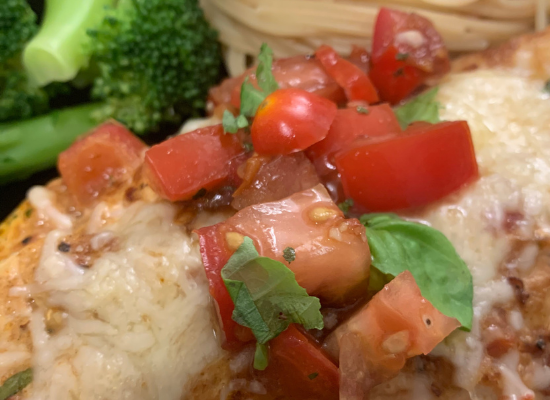 Caprese Chicken with basil and tomato salsa